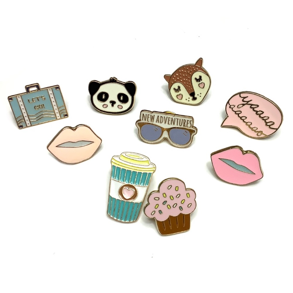 Pink Lips Kiss Enamel Pin Brooch - Picture 6 of 8